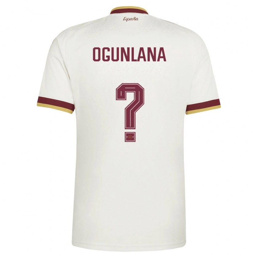 Danxen Män Spanien Edeson Ogunlana #0 Off-White Burgund Bortatröja Matchtröjor 26-28 Tröjor T-Tröja