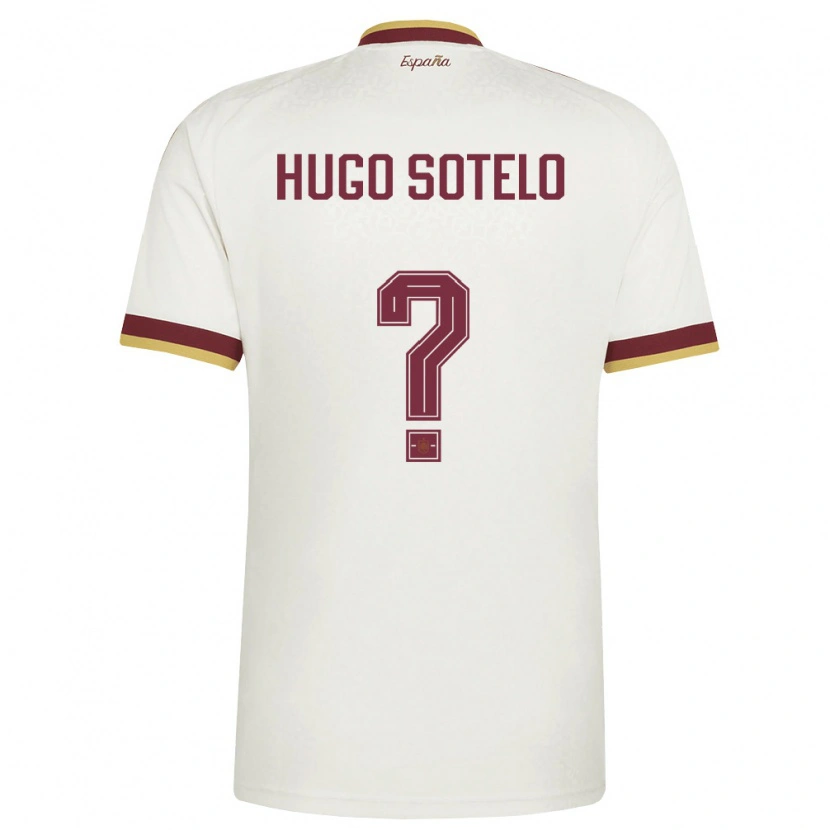 Danxen Män Spanien Hugo Sotelo #0 Off-White Burgund Bortatröja Matchtröjor 26-28 Tröjor T-Tröja