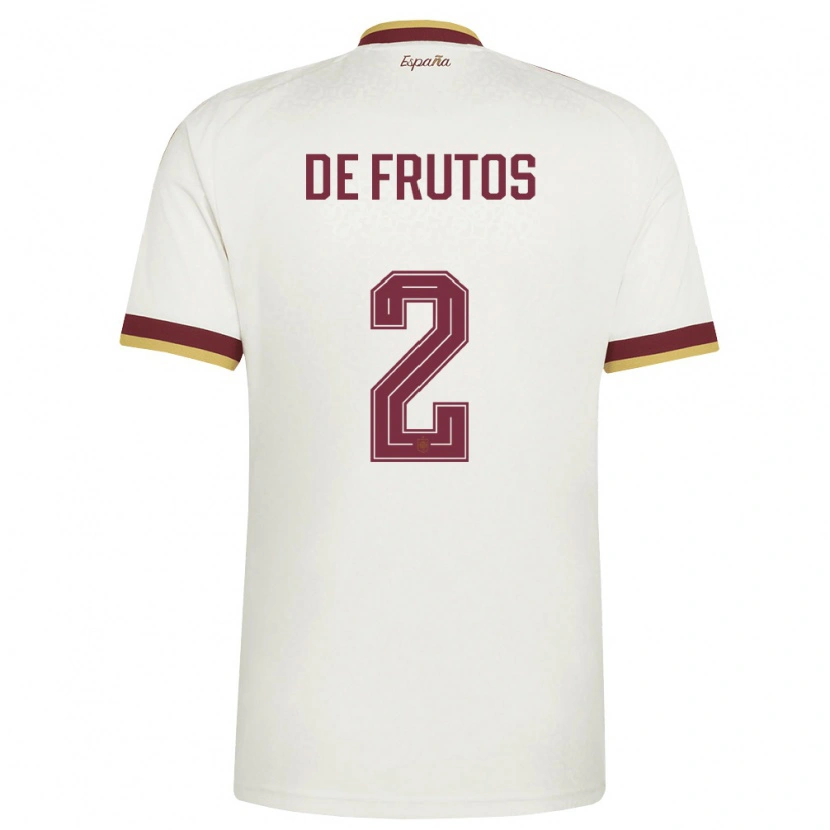 Danxen Män Spanien Jorge De Frutos #2 Off-White Burgund Bortatröja Matchtröjor 26-28 Tröjor T-Tröja