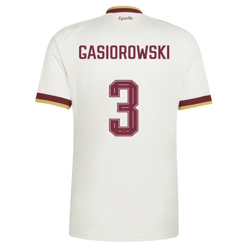 Danxen Män Spanien Yarek Gasiorowski #3 Off-White Burgund Bortatröja Matchtröjor 26-28 Tröjor T-Tröja