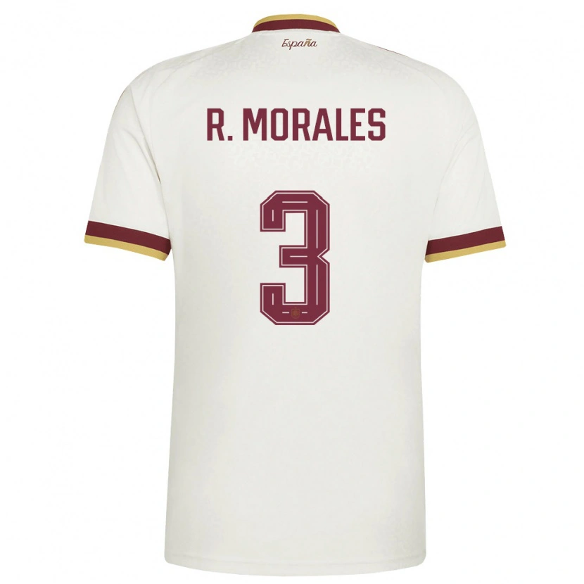 Danxen Män Spanien Rubén Muñoz De Morales #3 Off-White Burgund Bortatröja Matchtröjor 26-28 Tröjor T-Tröja