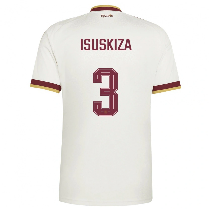 Danxen Män Spanien Gorka Isuskiza #3 Off-White Burgund Bortatröja Matchtröjor 26-28 Tröjor T-Tröja