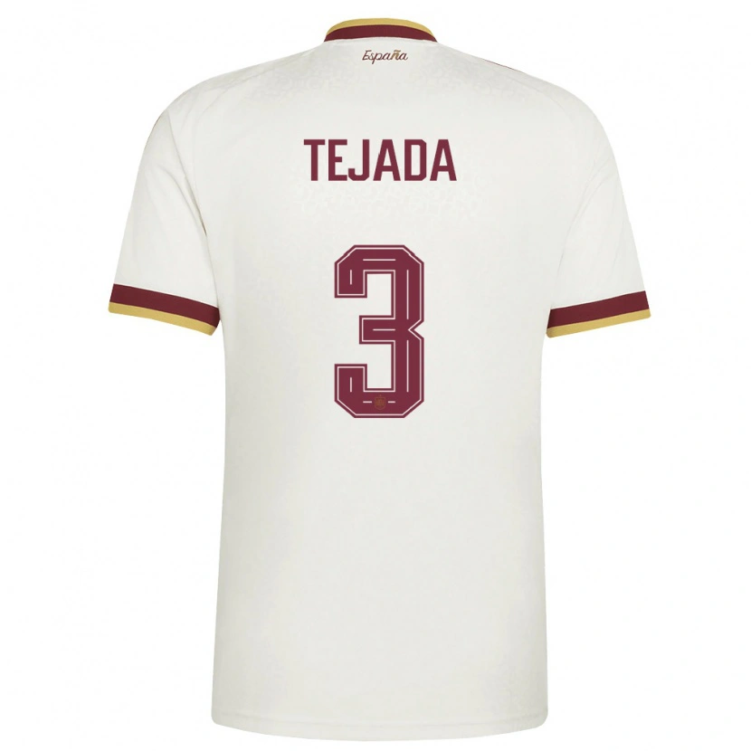 Danxen Män Spanien Ana Tejada #3 Off-White Burgund Bortatröja Matchtröjor 26-28 Tröjor T-Tröja