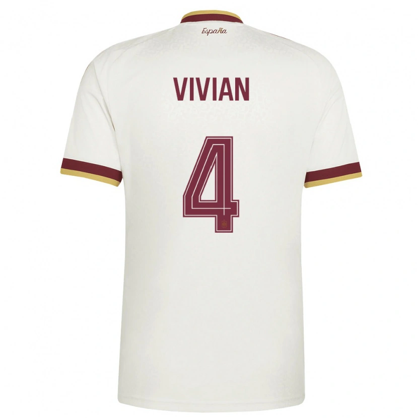Danxen Män Spanien Dani Vivian #4 Off-White Burgund Bortatröja Matchtröjor 26-28 Tröjor T-Tröja