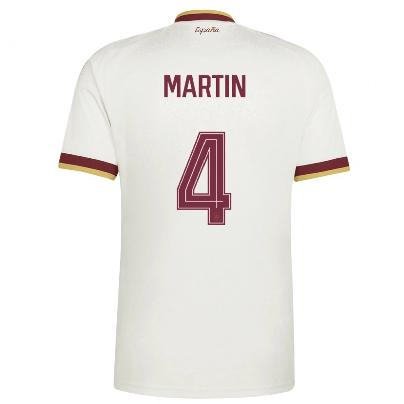 Danxen Män Spanien Jon Martín #4 Off-White Burgund Bortatröja Matchtröjor 26-28 Tröjor T-Tröja