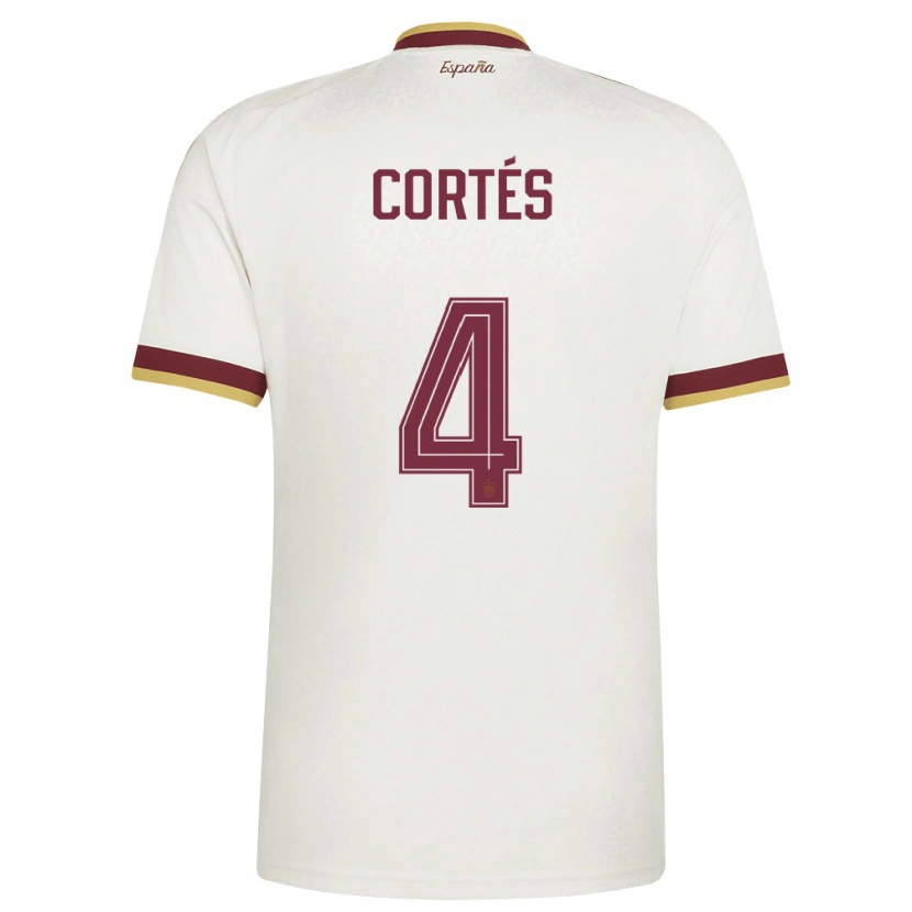 Danxen Män Spanien Álvaro Cortés #4 Off-White Burgund Bortatröja Matchtröjor 26-28 Tröjor T-Tröja