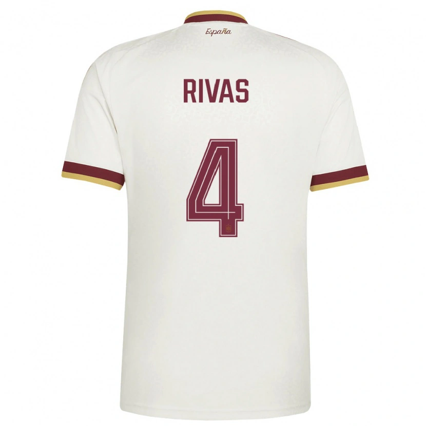 Danxen Män Spanien Mario Rivas #4 Off-White Burgund Bortatröja Matchtröjor 26-28 Tröjor T-Tröja