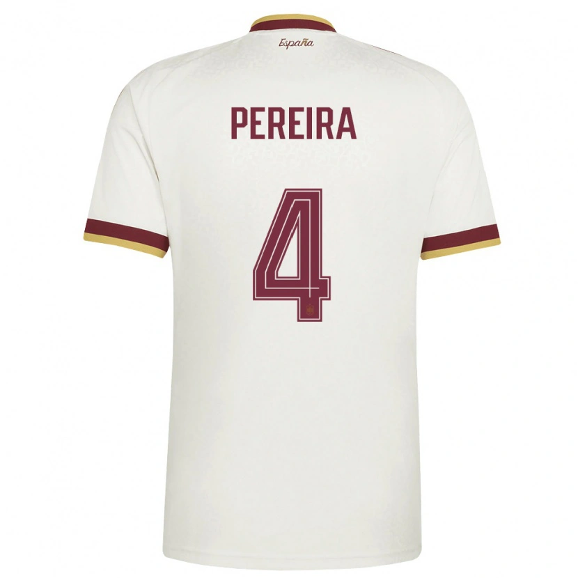 Danxen Män Spanien Andrea Pereira #4 Off-White Burgund Bortatröja Matchtröjor 26-28 Tröjor T-Tröja