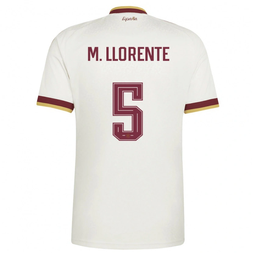 Danxen Män Spanien Marcos Llorente #5 Off-White Burgund Bortatröja Matchtröjor 26-28 Tröjor T-Tröja