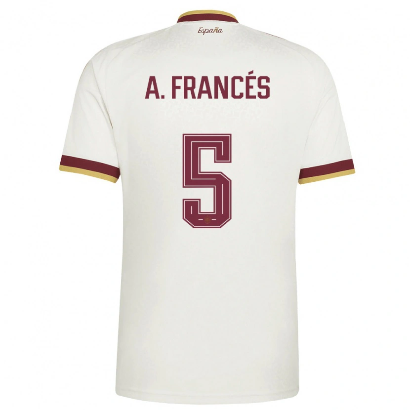 Danxen Män Spanien Alejandro Francés #5 Off-White Burgund Bortatröja Matchtröjor 26-28 Tröjor T-Tröja