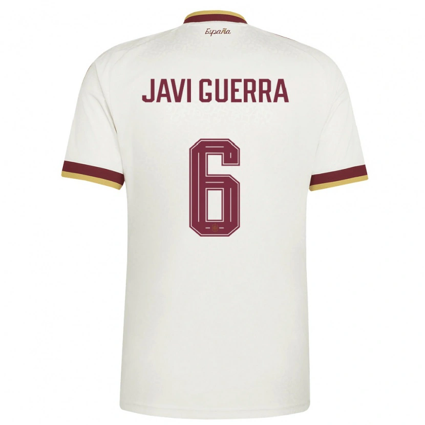 Danxen Män Spanien Javi Guerra #6 Off-White Burgund Bortatröja Matchtröjor 26-28 Tröjor T-Tröja