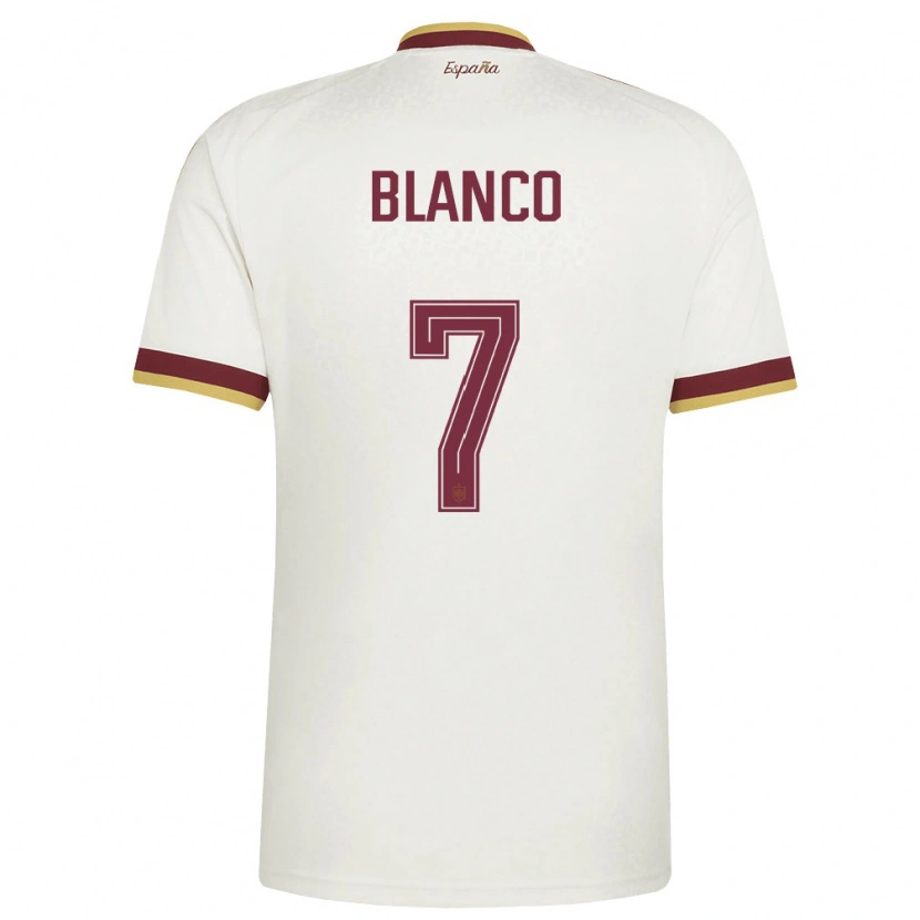 Danxen Män Spanien Fabio Blanco #7 Off-White Burgund Bortatröja Matchtröjor 26-28 Tröjor T-Tröja