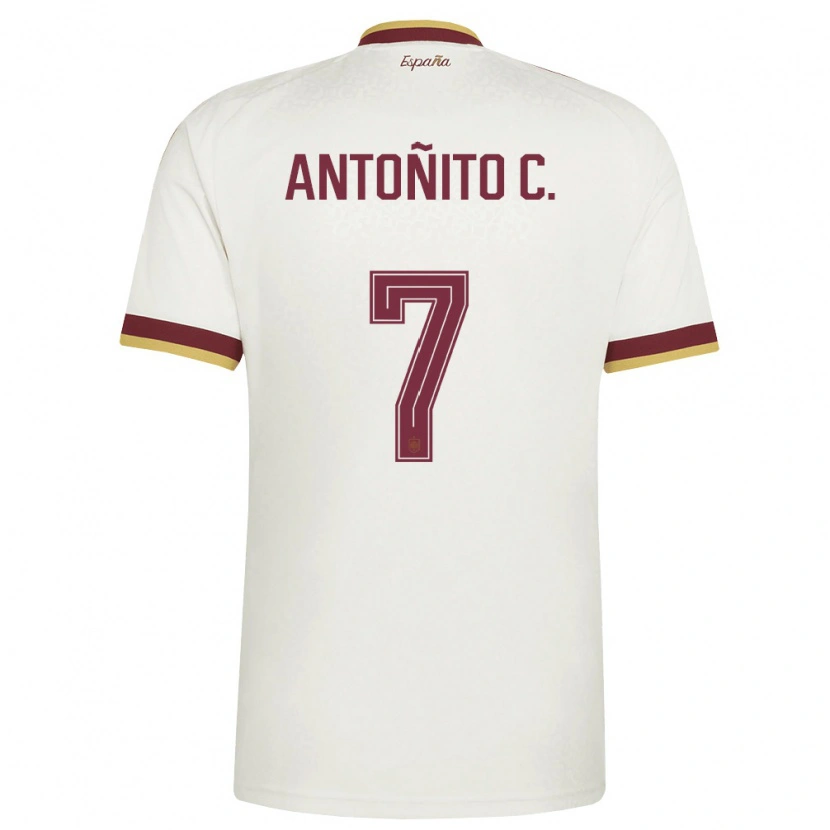 Danxen Män Spanien Antoñito Cordero #7 Off-White Burgund Bortatröja Matchtröjor 26-28 Tröjor T-Tröja
