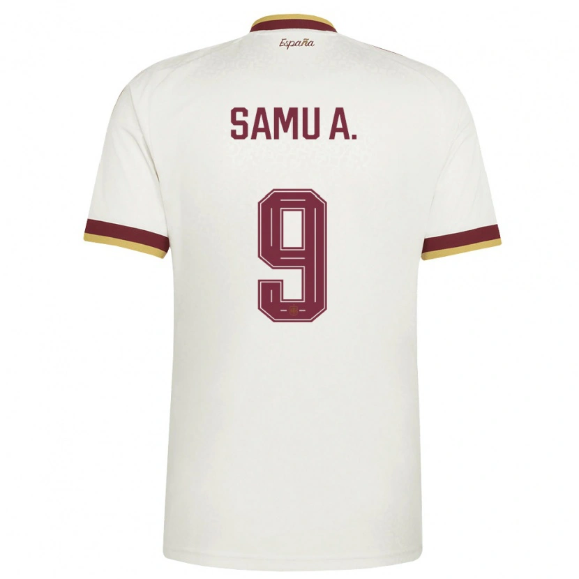 Danxen Män Spanien Samu Aghehowa #9 Off-White Burgund Bortatröja Matchtröjor 26-28 Tröjor T-Tröja
