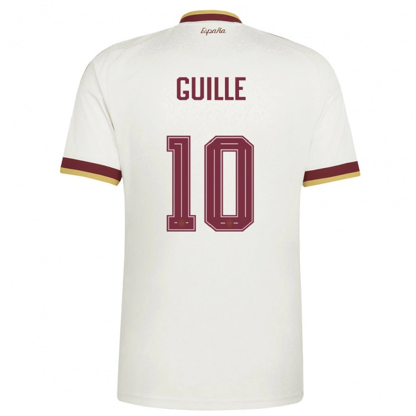 Danxen Män Spanien Guille Fernández #10 Off-White Burgund Bortatröja Matchtröjor 26-28 Tröjor T-Tröja