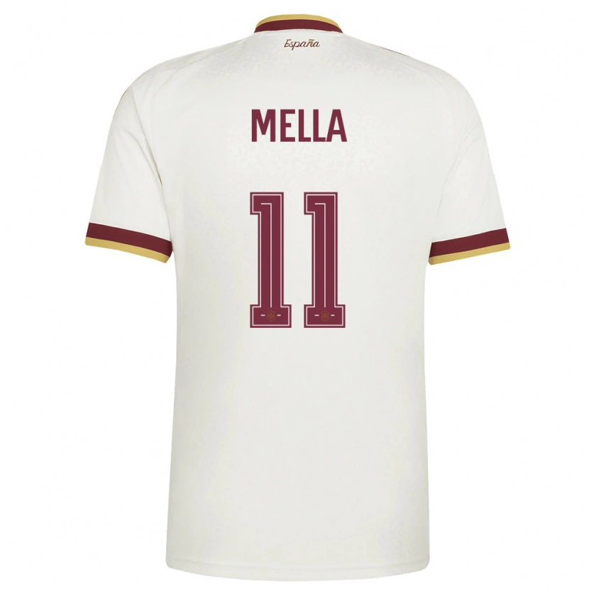 Danxen Män Spanien David Mella #11 Off-White Burgund Bortatröja Matchtröjor 26-28 Tröjor T-Tröja
