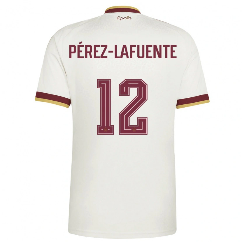 Danxen Män Spanien Jorge Pérez-Lafuente #12 Off-White Burgund Bortatröja Matchtröjor 26-28 Tröjor T-Tröja