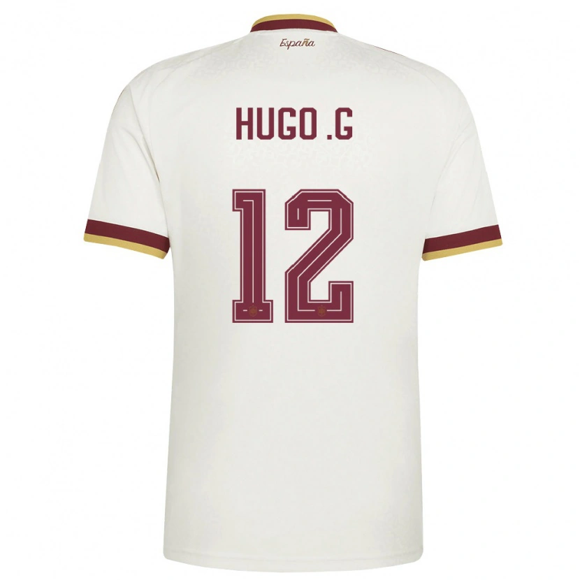 Danxen Män Spanien Hugo Guillamon #12 Off-White Burgund Bortatröja Matchtröjor 26-28 Tröjor T-Tröja