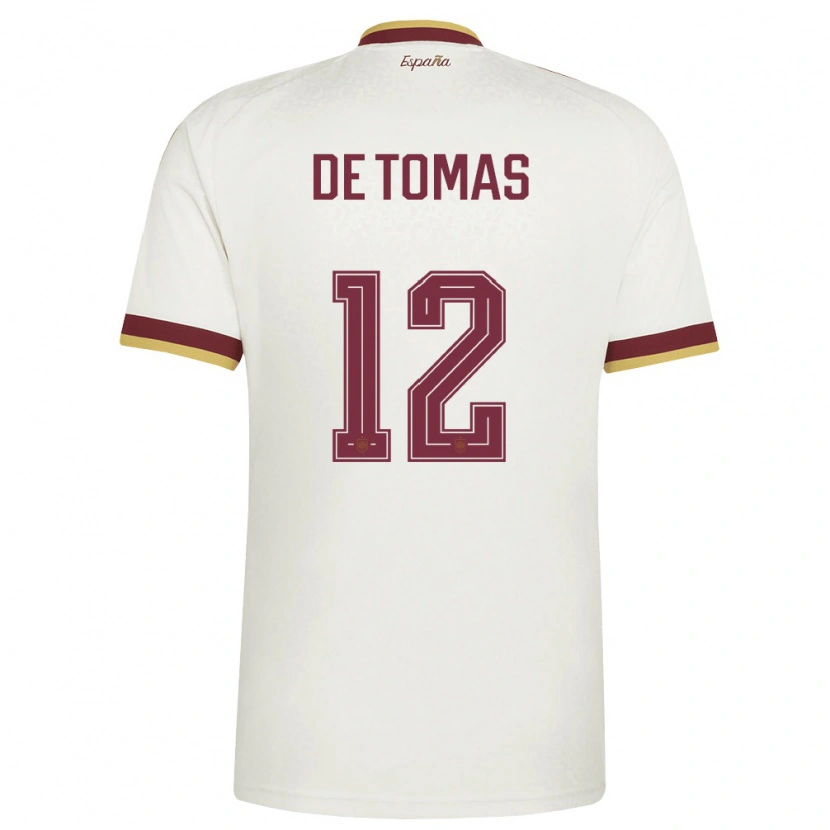 Danxen Män Spanien Raul De Tomas #12 Off-White Burgund Bortatröja Matchtröjor 26-28 Tröjor T-Tröja