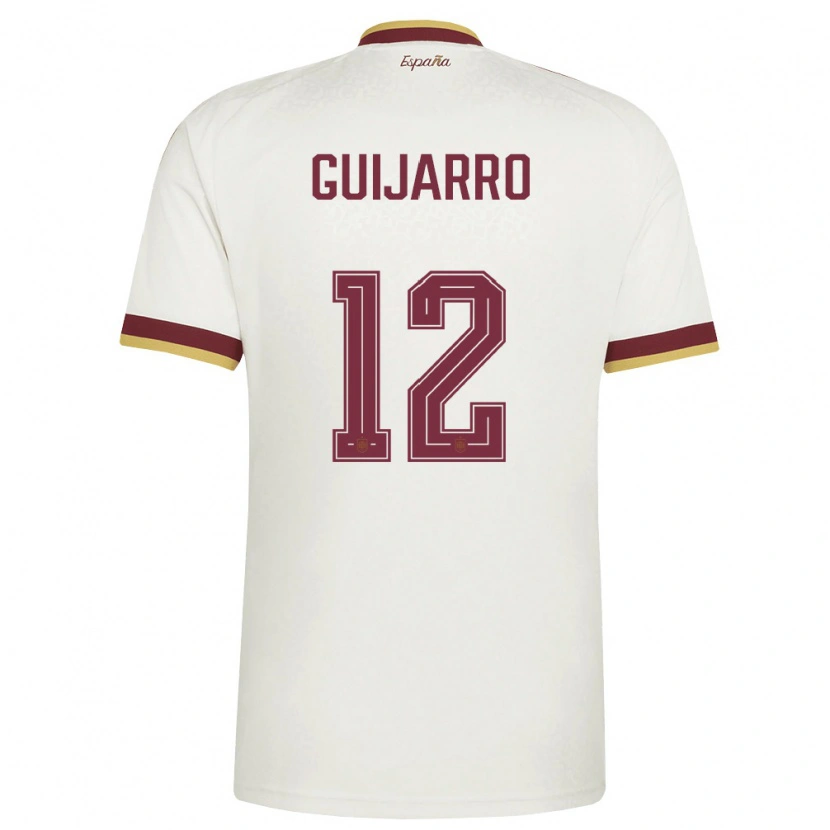 Danxen Män Spanien Patricia Guijarro #12 Off-White Burgund Bortatröja Matchtröjor 26-28 Tröjor T-Tröja