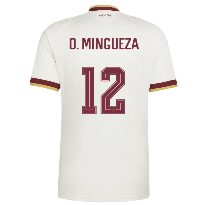 Danxen Män Spanien Óscar Mingueza #12 Off-White Burgund Bortatröja Matchtröjor 26-28 Tröjor T-Tröja