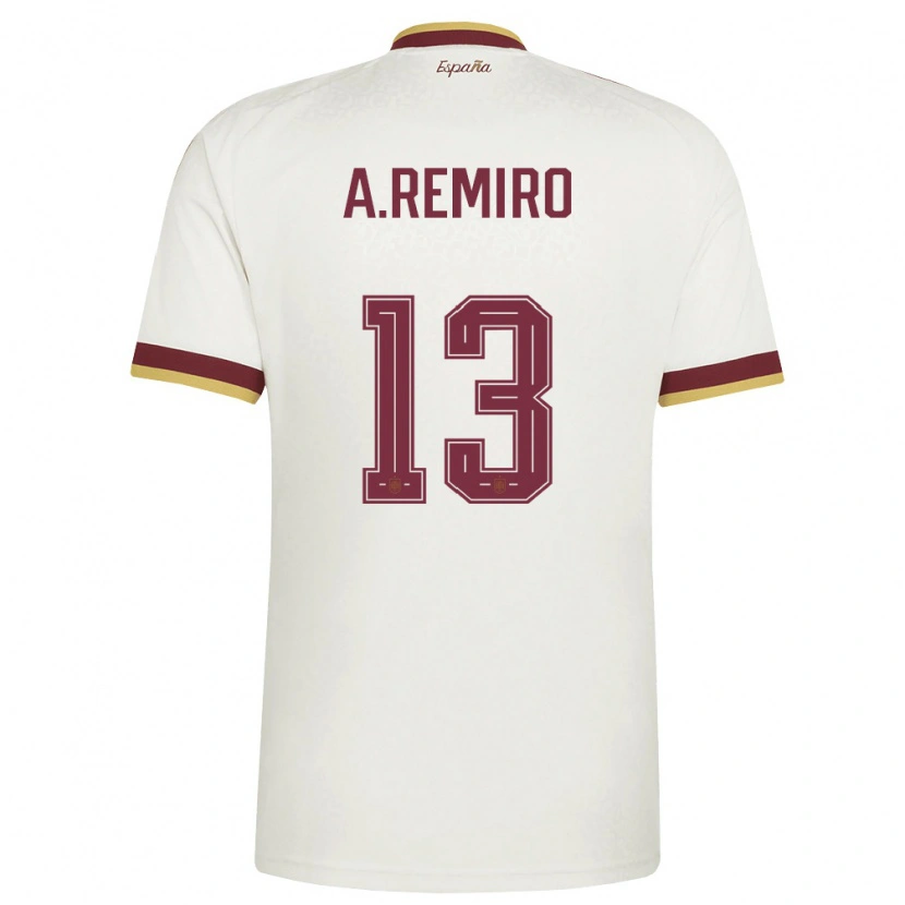 Danxen Män Spanien Álex Remiro #13 Off-White Burgund Bortatröja Matchtröjor 26-28 Tröjor T-Tröja