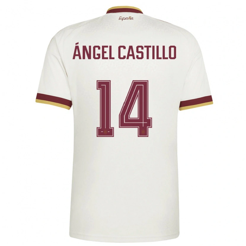 Danxen Män Spanien Manuel Ángel Castillo #14 Off-White Burgund Bortatröja Matchtröjor 26-28 Tröjor T-Tröja