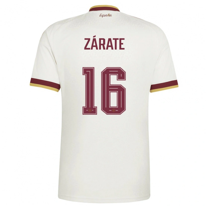 Danxen Män Spanien Dilan Zárate #16 Off-White Burgund Bortatröja Matchtröjor 26-28 Tröjor T-Tröja