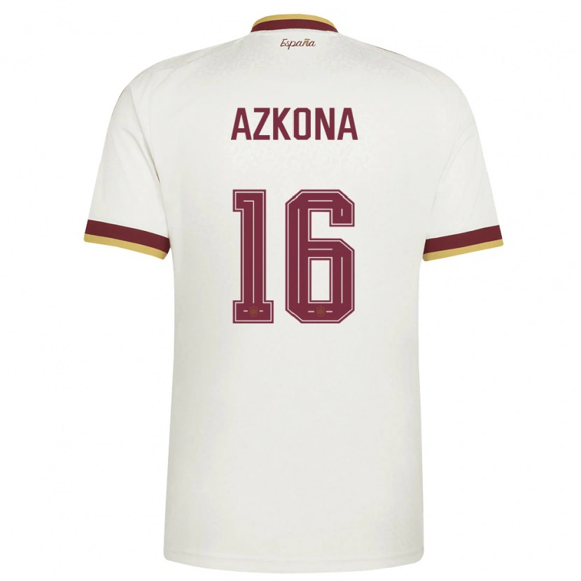 Danxen Män Spanien Ane Azkona #16 Off-White Burgund Bortatröja Matchtröjor 26-28 Tröjor T-Tröja