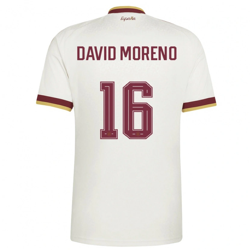 Danxen Män Spanien Antonio David Moreno #16 Off-White Burgund Bortatröja Matchtröjor 26-28 Tröjor T-Tröja