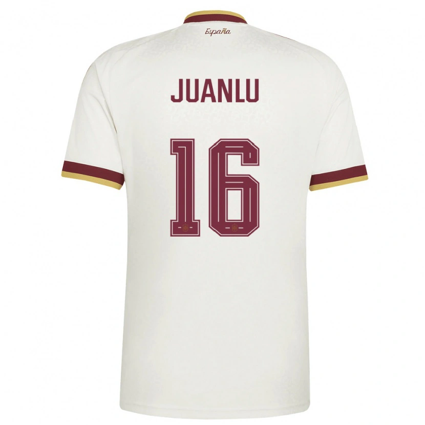 Danxen Män Spanien Juanlu Sánchez #16 Off-White Burgund Bortatröja Matchtröjor 26-28 Tröjor T-Tröja