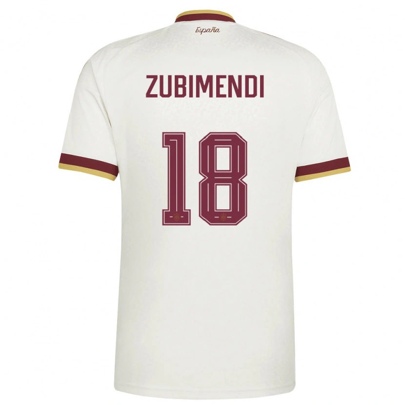 Danxen Män Spanien Martín Zubimendi #18 Off-White Burgund Bortatröja Matchtröjor 26-28 Tröjor T-Tröja