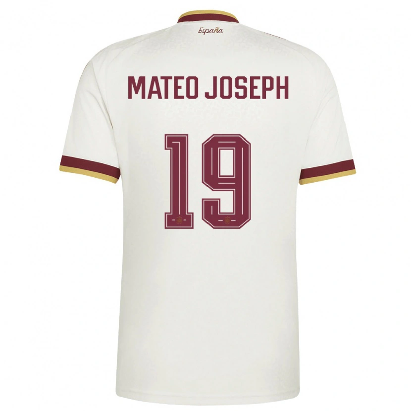 Danxen Män Spanien Mateo Joseph #19 Off-White Burgund Bortatröja Matchtröjor 26-28 Tröjor T-Tröja