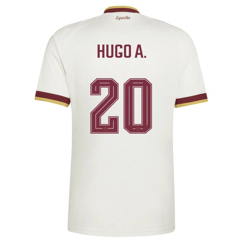 Danxen Män Spanien Hugo Álvarez #20 Off-White Burgund Bortatröja Matchtröjor 26-28 Tröjor T-Tröja