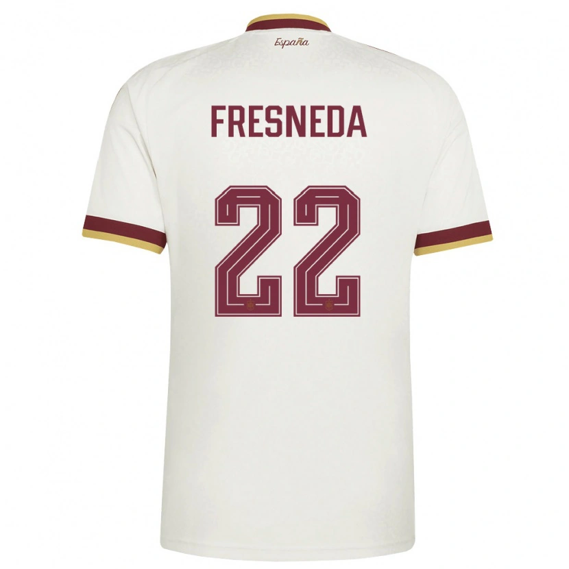 Danxen Män Spanien Iván Fresneda #22 Off-White Burgund Bortatröja Matchtröjor 26-28 Tröjor T-Tröja