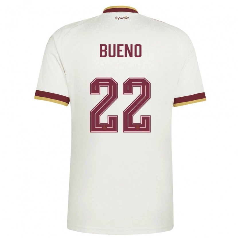 Danxen Män Spanien Hugo Bueno #22 Off-White Burgund Bortatröja Matchtröjor 26-28 Tröjor T-Tröja