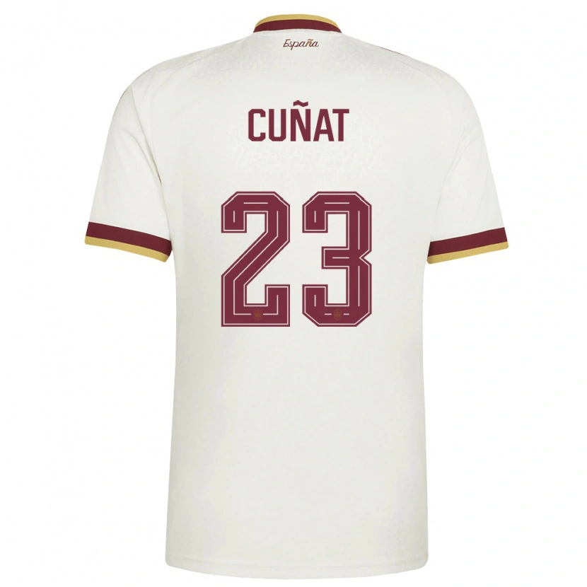 Danxen Män Spanien Pablo Cuñat #23 Off-White Burgund Bortatröja Matchtröjor 26-28 Tröjor T-Tröja