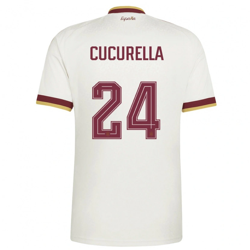 Danxen Män Spanien Marc Cucurella #24 Off-White Burgund Bortatröja Matchtröjor 26-28 Tröjor T-Tröja