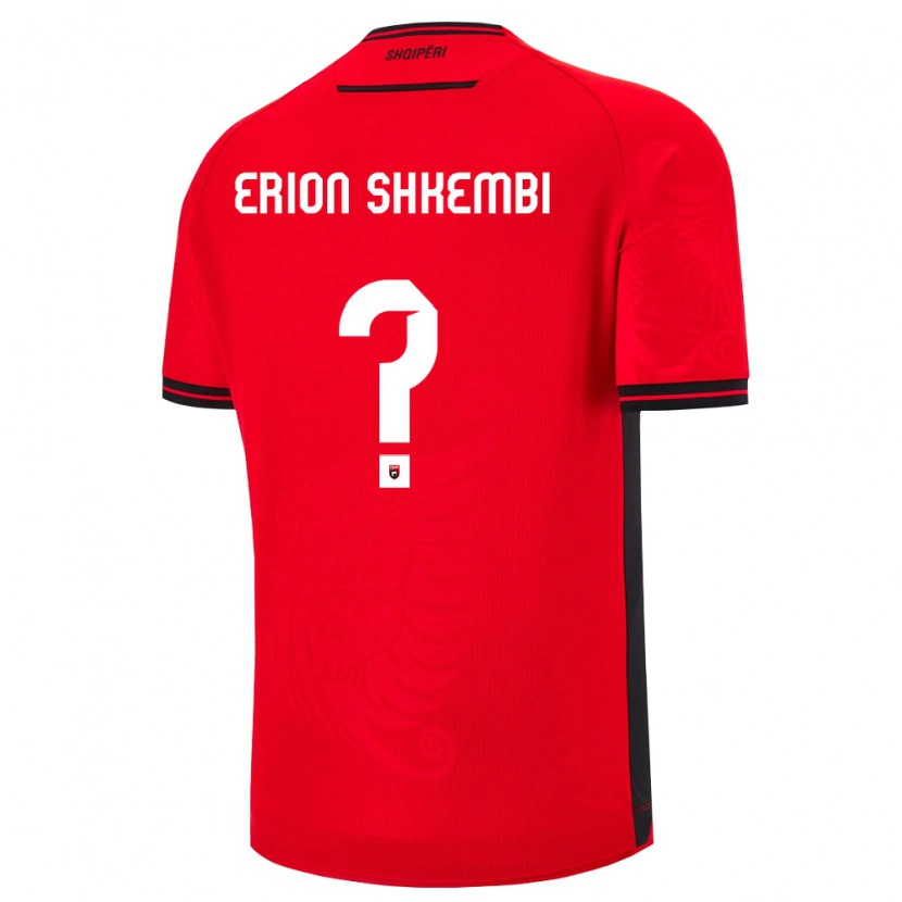 Danxen Kvinnor Albanien Erion Shkembi #0 Röd Svart Hemmatröja Matchtröjor 26-28 Tröjor T-Tröja