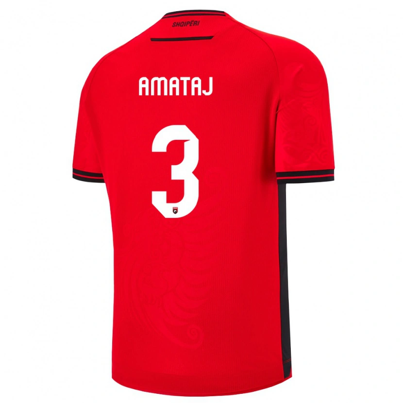 Danxen Kvinnor Albanien Sebastian Amataj #3 Röd Svart Hemmatröja Matchtröjor 26-28 Tröjor T-Tröja