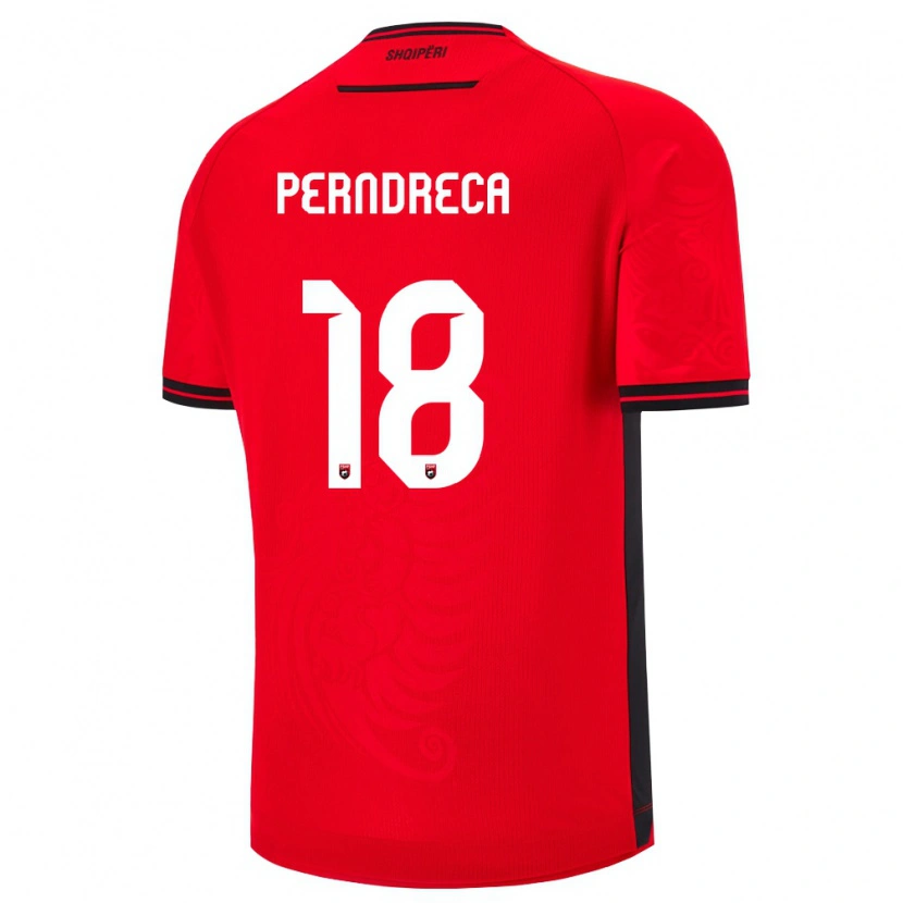 Danxen Kvinnor Albanien Fabjan Perndreca #18 Röd Svart Hemmatröja Matchtröjor 26-28 Tröjor T-Tröja