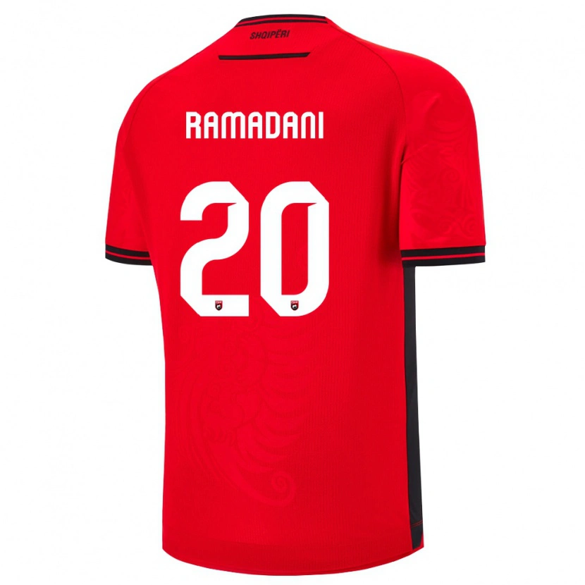 Danxen Kvinnor Albanien Ylber Ramadani #20 Röd Svart Hemmatröja Matchtröjor 26-28 Tröjor T-Tröja