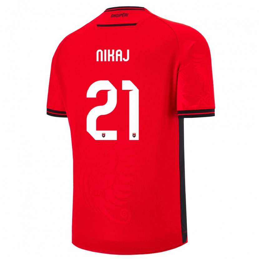 Danxen Kvinnor Albanien Ardit Nikaj #21 Röd Svart Hemmatröja Matchtröjor 26-28 Tröjor T-Tröja