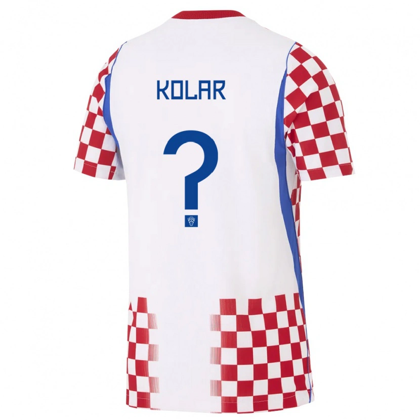 Danxen Kvinnor Kroatien Teo Kolar #0 Vit Röd Blå Hemmatröja Matchtröjor 26-28 Tröjor T-Tröja