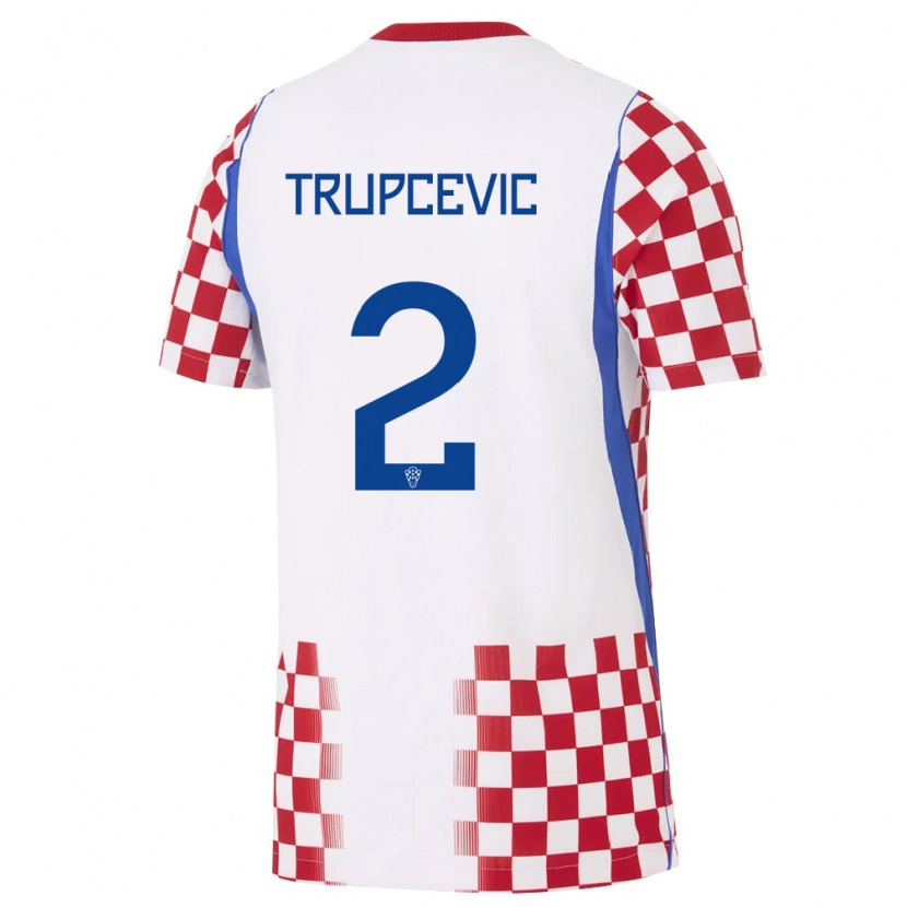 Danxen Kvinnor Kroatien Lovro Trupcevic #2 Vit Röd Blå Hemmatröja Matchtröjor 26-28 Tröjor T-Tröja