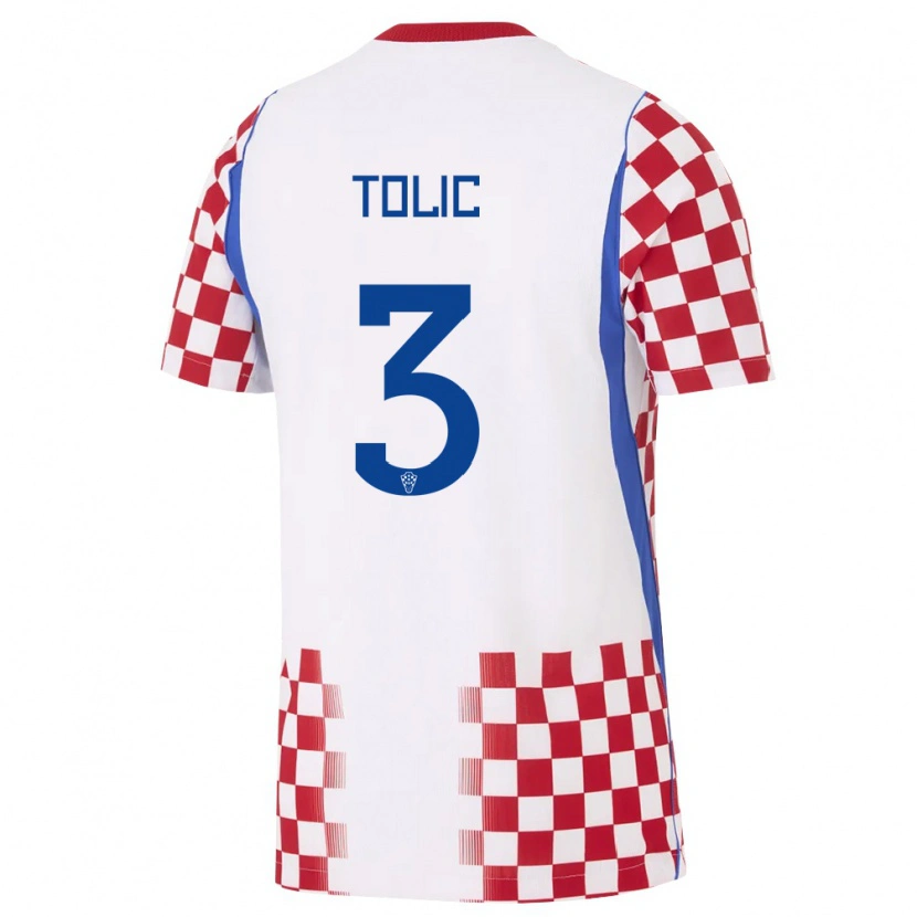 Danxen Kvinnor Kroatien Filip Tolic #3 Vit Röd Blå Hemmatröja Matchtröjor 26-28 Tröjor T-Tröja