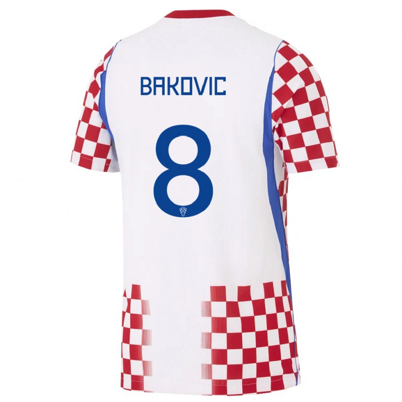 Danxen Kvinnor Kroatien Tomas Bakovic #8 Vit Röd Blå Hemmatröja Matchtröjor 26-28 Tröjor T-Tröja