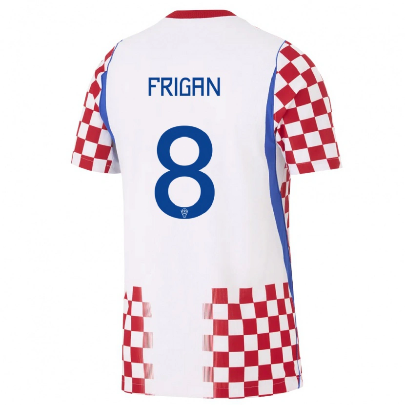 Danxen Kvinnor Kroatien Juraj Frigan #8 Vit Röd Blå Hemmatröja Matchtröjor 26-28 Tröjor T-Tröja