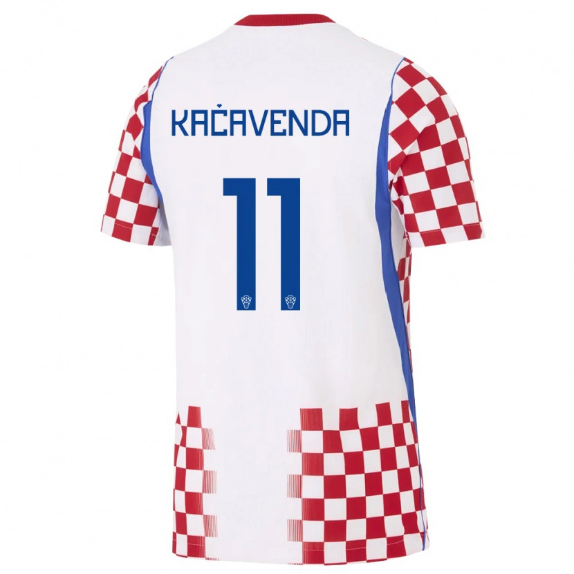 Danxen Kvinnor Kroatien Lukas Kacavenda #11 Vit Röd Blå Hemmatröja Matchtröjor 26-28 Tröjor T-Tröja