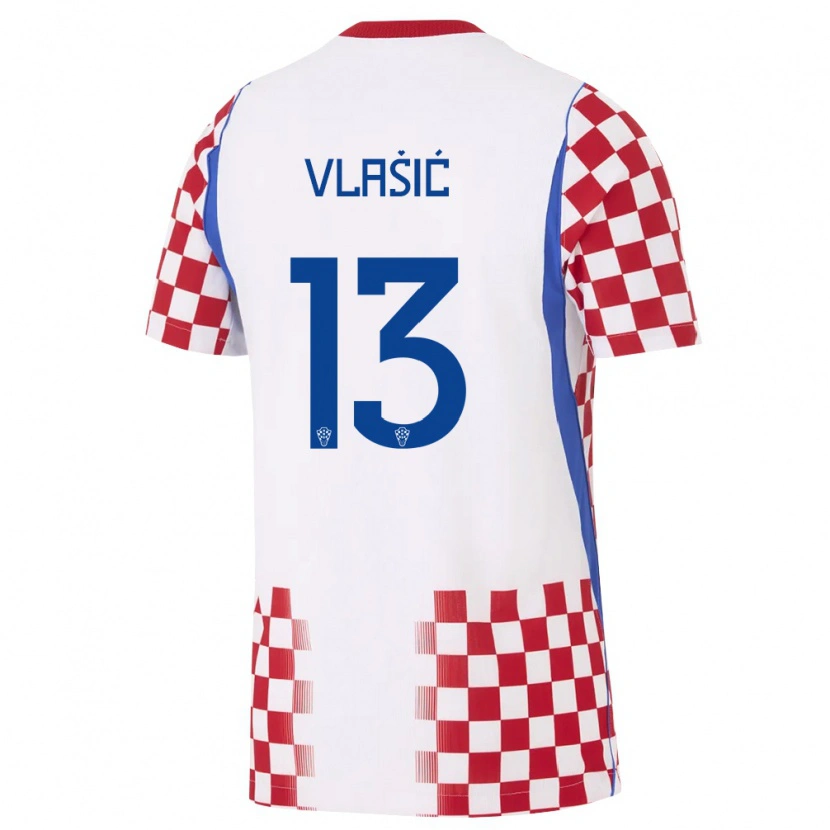 Danxen Kvinnor Kroatien Nikola Vlašić #13 Vit Röd Blå Hemmatröja Matchtröjor 26-28 Tröjor T-Tröja